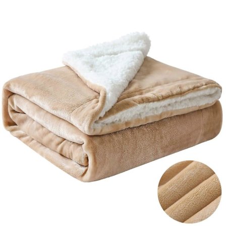 Filt gosig filt fleecefilt varm sofffilt kamelfärgad mysig komfort