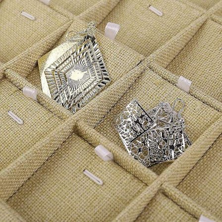 18 Slots Halskæde Vedhæng Smykke Display Bakke Æske