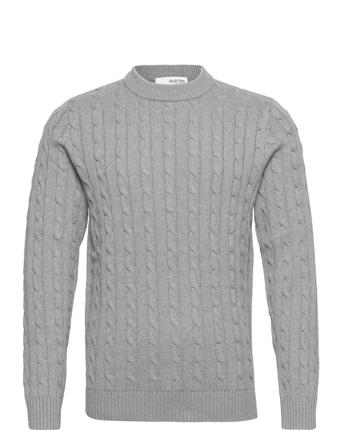 Slhryan Structure Crew Neck W Neulepaita Pyöreä Kaula-aukko Harmaa Selected Homme