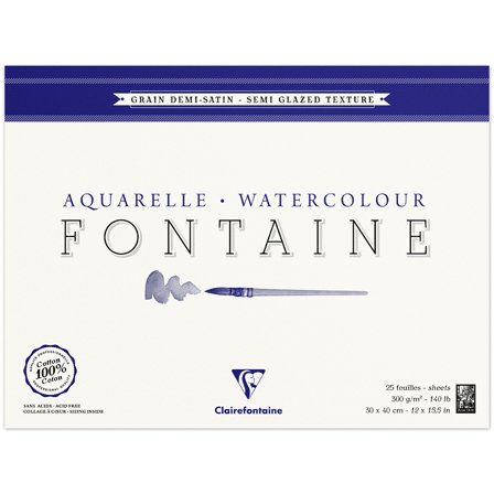 Clairefontaine Fontaine Akvarellblock Semi-Glazed 30x40 cm 300g