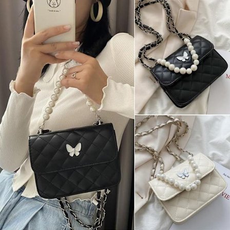 Fashion Pearl Axelväska PU-läderhandväskor