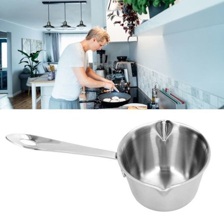 Smör mælkevarmer gryde 304 rustfrit stål fortykket hurtig opvarmning smørsmeltepande med 2 hældetude til madlavning 120ML