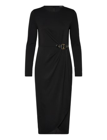 Buckle-Trim Stretch Jersey Dress Black Lauren Ralph Lauren