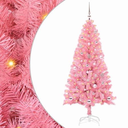 Julgran med 150 LED-lampor med stativ Rosa 150 cm PVC