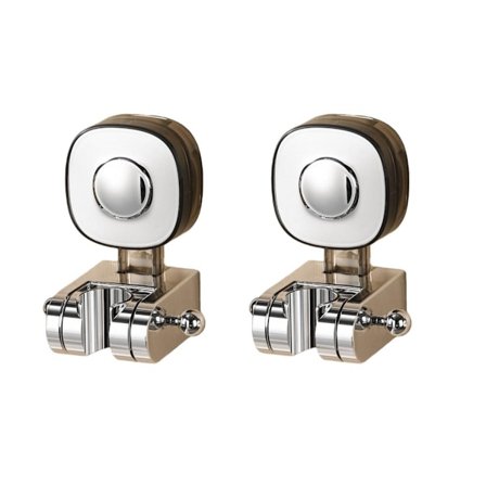 Forkromet dobbelt sugekop bruseholder 2-pak i ABS sølvgrå, ingen boring, genanvendelig, 360° justerbar, universal 1/2 tomme forbindelse