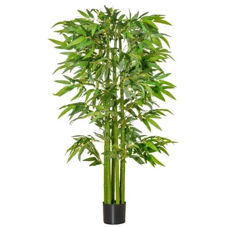Rootz Kunstige Planter - Bambus Kunstig Plante - Indendørs Plante - Kontorplante - Plastpotte til indendørs og udendørs - Grøn + Sort - Ø17 x 160H cm