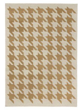 Tapis De Laine Houndstooth Beige/Marron Oeko-Tex