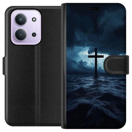 Kompatibel Tegnebogsetui til Xiaomi Redmi 15C Kors i stormfuldt hav dramatisk kristen himmel mørke bølger religiøs kunst tro kors hav himmel åndelig t