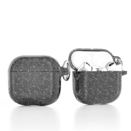 Glitrende beskyttelsesetui til AirPods 4 med metalklips - Svart