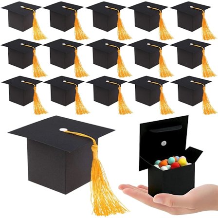 30-delt dekorasjonsgaveeske for eksamen, gaveeske med eksamenshatt, gaveeske med bachelorhatt, eksamens bachelorhatteske, gr