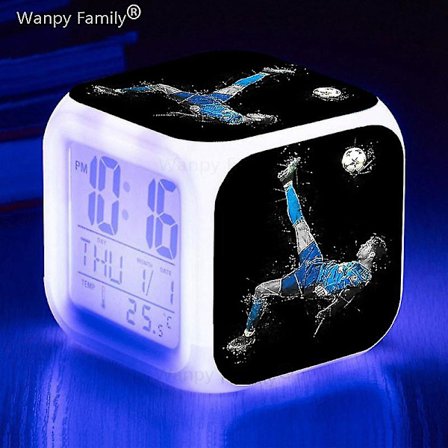 Fotbollsmatch Fotboll Väckarklocka Barnrum Dekorera docka 7 färg Glödande små nattlampor Skrivbordsklockor Presenter till barn