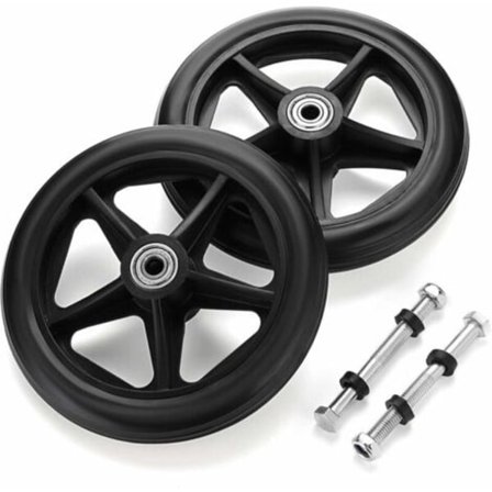 Pakkaus 6 tuuman kumiset varaosapyörät pyörätuoleihin, rollaattoreihin, kävelytelineisiin, liukumattomat varaosapyörät, musta/NC/
