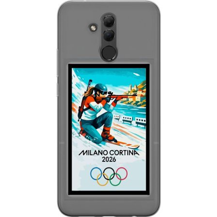 Kompatibelt Mobildeksel til Huawei Mate 20 lite Retroplakat Cortina Milano 2026 med fjell, vintersportsutøvere, italienske trikolor, Milano-katedralen