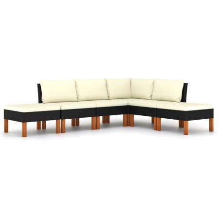 Vidaxl Loungegrupp För Trädgården Med Dynor 6 Delar Konstrotting Svart