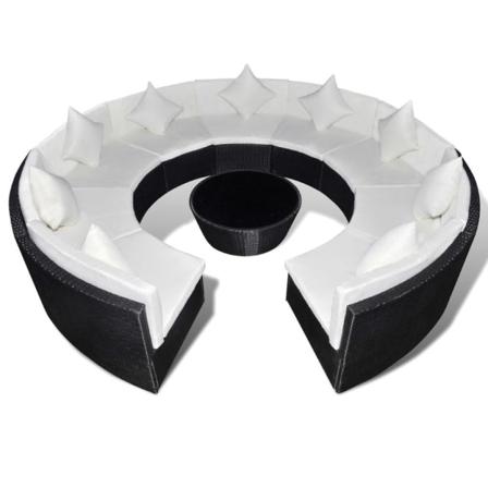 Vidaxl Loungeset För Trädgården M. Dynor 10 Delar Konstrotting S Svart