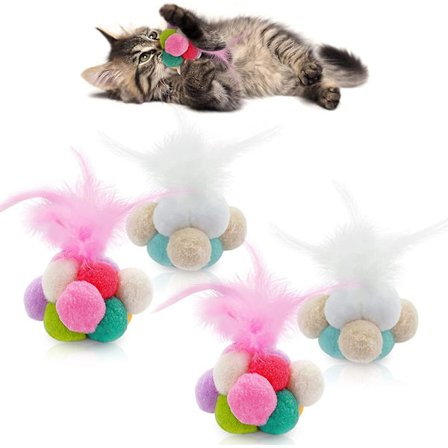 Färgglada kattbollar med klocka 4 stycken färgglada plysch studsbollar katt plysch boll leksaker katt boll färgglada kattbollar för katter kattunge 