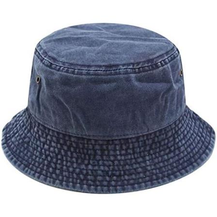 Vintage bomullsbøttehatt vasket retro utendørs fiske solhatt (marineblå)