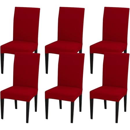 Matstolsöverdrag Matsalsstol Överdrag Hög stretch Avtagbar Tvättbar Parsons Stol Underöverdrag För Hem Fest Hotell Bröllop Ceremo Red Pack of 6