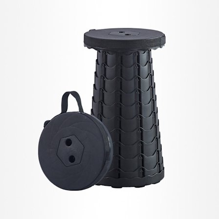 1 stk (Svart) Bærbar sammenleggbar krakk, Andre generasjon teleskopisk