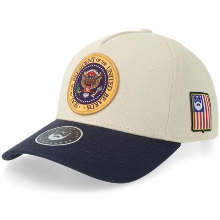 Bearded Man - Beige adjustable Keps - Seal Of President Otub Stone/Navy A-frame Adjustable @ Hatstore