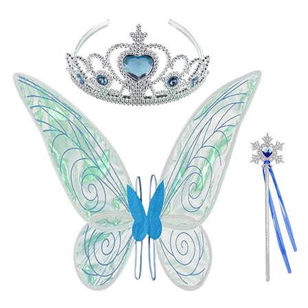 Caraele 2 Fevinger til Børn Hvid Grøn Pink Lilla Sommerfuglekjole Vinger Sæt Fe Kostume Tilbehør Piger Lille Organza
