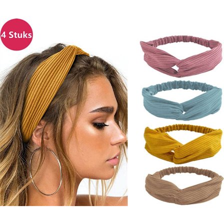 ING Firesett – Hårbånd for kvinner – Farge 2 – Hårbånd med knute og kryssstrikk