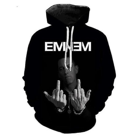 Eminem-Painettu Huppari Rap Miehet Naiset Huppari Lämmin Paita Yläosa Musta