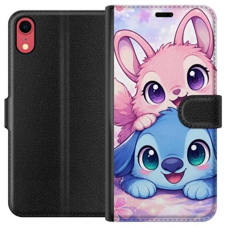 Kompatibel Tegnebogsetui til Apple Apple iPhone XR Sød kawaii illustration med pink og blå fantasidyr, store øjne og bløde farver perfekt til bør