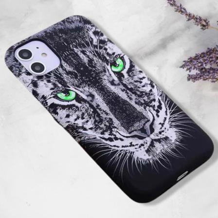 Iphone 12 13 Pro Max Självlysande Skal Leopard Med Gröna Ögon Grey One Size