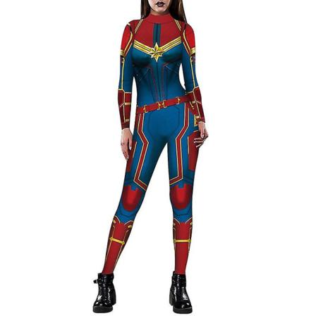 Halloween Captain American Iron Man Dress Bodysuit För Kvinnor Xl Blue