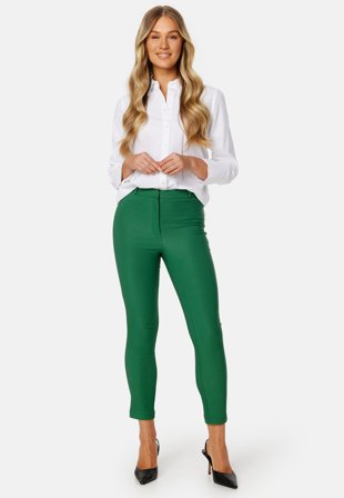 BUBBLEROOM-High Waist Stretchy Ankle Slit Trousers-34