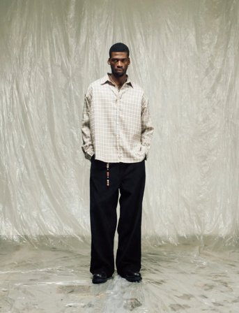 Isnurh Basement Relax Shirt Green Check - Beige - S