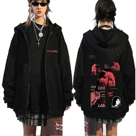 TV Girl Who Really Cares Grafisk Print Lynlås Hættetrøje Mænd Kvinder Mode Casual Oversized Lynlås Jakke Herre Fleece Sweatshirts-Perfet