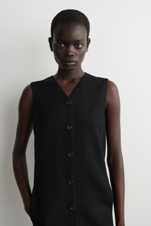 COS Women's Vestido Con Botones De Lana Merino in Negro