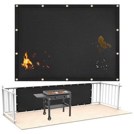 Brandsikret isoleringsdække 3x6Ft (91.5x183cm) med 18 kabelbinder - glasfiber varmeafskærmning til grill, rækværk og altanprivatskærm