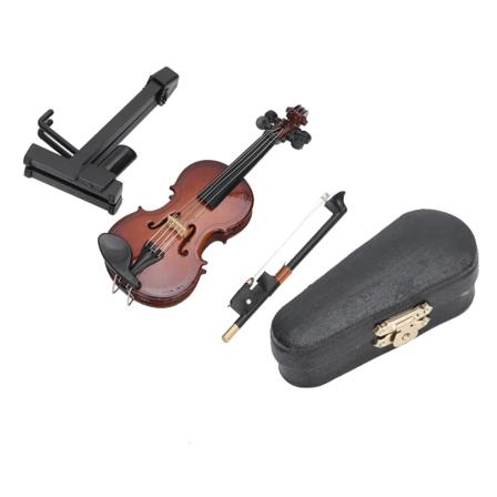 Minifiolmodell Miniatyrmusikinstrumentleksak med case Hantverksdekorationer