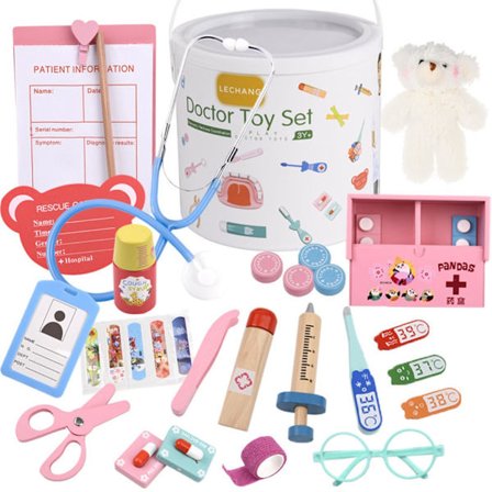 Kid Doctor Kits til piger Drenge Doctor Wood Kits til Kid Foregive medicinsk gave legetøj sæt Montessori legetøj til småbørn