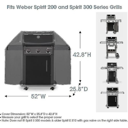 52 tuuman grillihuopa Weber Spirit 200 ja 300 -sarjaan, Bbq-grillihuopa ulkogrilliin, Raskaan sarjan vedenpitävä Bbq-huopa, Haalistumaton grilli