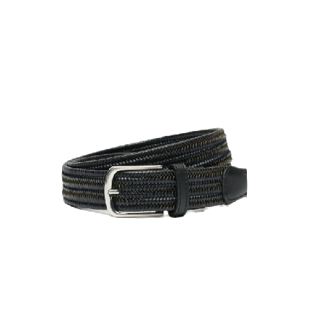 John Henric Black Elastic Leather Belt Skärp Herr Svart 90