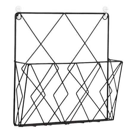 Avis Holder for Veggmontert Magasinholder Metall Moderne Magasinholder med 2 Kroker for Magasiner, Bøker og Kontordokumenter (Svart)