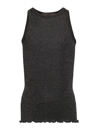Cotton Top W/ Lurex T-shirts Sleeveless Svart Rosemunde Kids