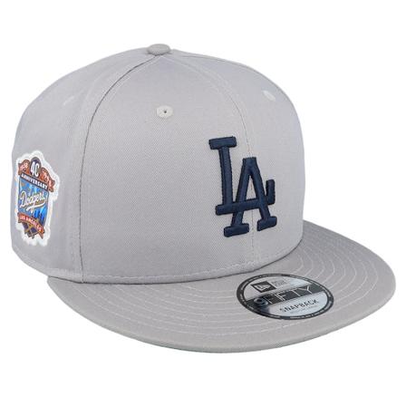 New Era - Los Angeles Dodgers Team Side Patch 9FIFTY Grey/Navy Snapback Snapback Grey Cap - MLB @ Hatstore