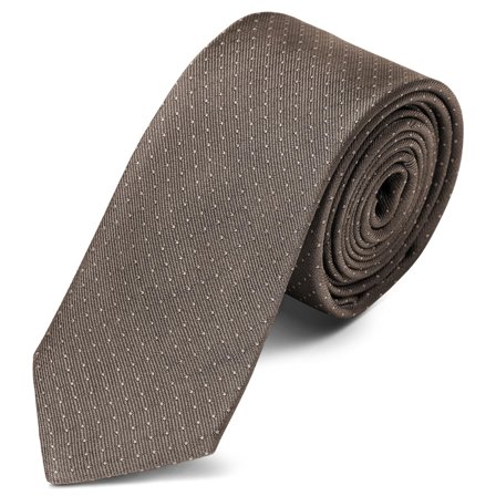 Beige Prikket 6cm Silkeslips for menn - Mønstrede slips