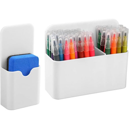 Magnetisk Penneholder 2 Stk Hvit Veggmontert for Whiteboard Kontor Hjem med Whiteboardtilbehør