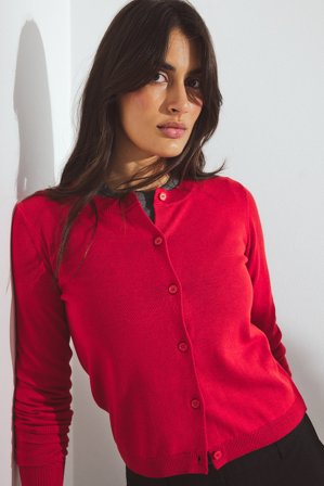 NA-KD - Finstrikket cardigan - Finstrikkede gensere - Rød - M (EU 38-40)