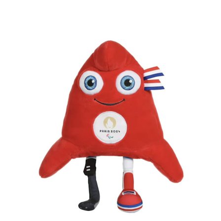 (B)Plysjleke 23 cm i pose - Offisiell maskot for de olympiske leker i Paris 2024 - Rød frygisk lueformet plysjleke - PARIS
