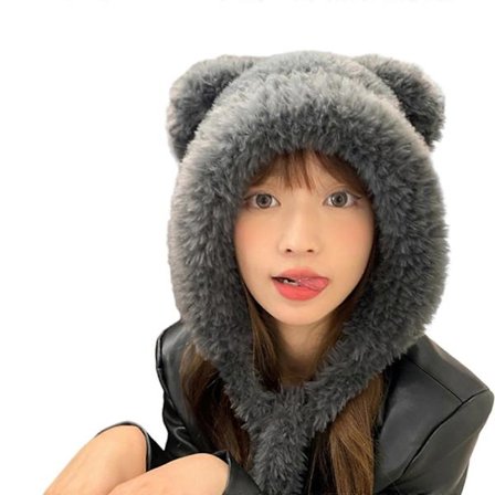 Pels hue til studerende Voksen vindtæt vinterhue Tyk plys Bjørneøreform Hue Hold varm Skiløb Cykelhue Hvid[D]