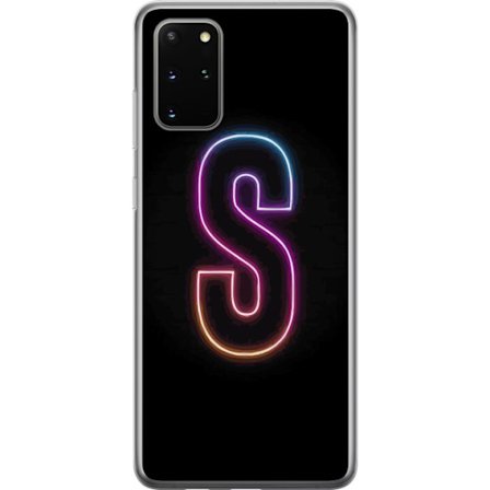 Kompatibelt Mobilskal till Samsung Samsung Galaxy S20+ Neonbokstav S i lysande rosa och blå toner mot mörk bakgrund, stilren bokstavskonst med retro