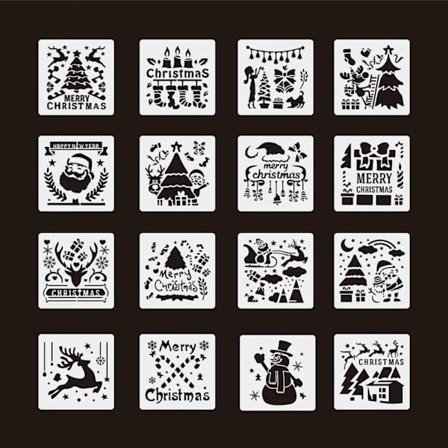 16 stk Julesjablonger Mal Malesjablon A A