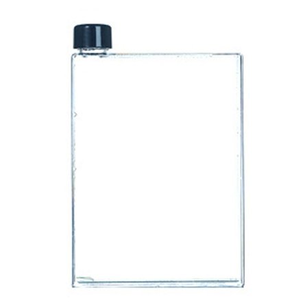 Bærbar, stilfuld, flad BPA-fri drikkeflaske/vandflaske, sort låg